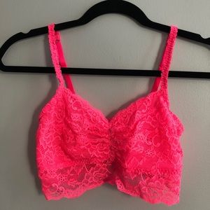Victoria’s Secret PINK, neon pink lace bralette, size Medium. Never worn.